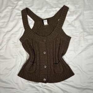 y2k Maurice's brown sweater button up tank top
